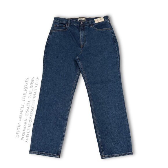 NWT Abercrombie & Fitch The Ankle Straight Ultra High Rise | 14 | Mom Jeans - Picture 1 of 8